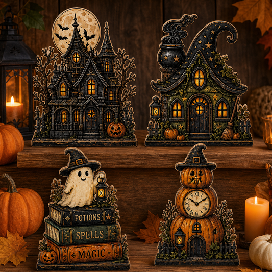 Personalized Halloween House Wood Sign 2D Flat, Custom Wooden Block, Spooky Decor  THUC99
