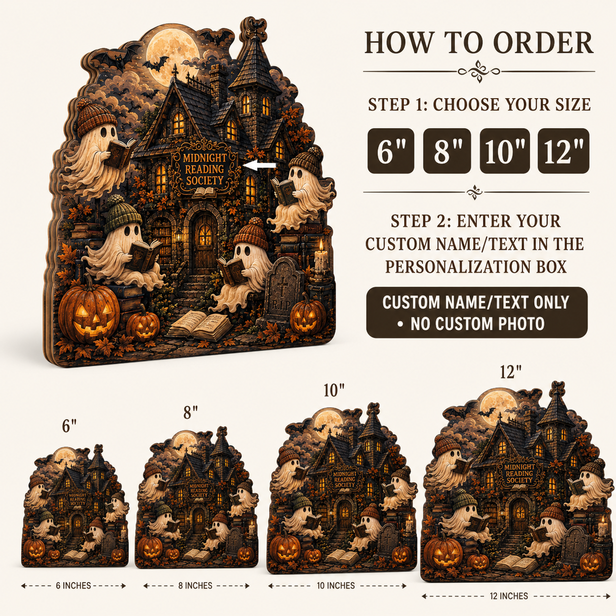 Personalized Boo Family Reading Halloween Wood Block 2D Flat, Custom Wood Sign, Spooky Home Decor Gift THUC99 (Copy)