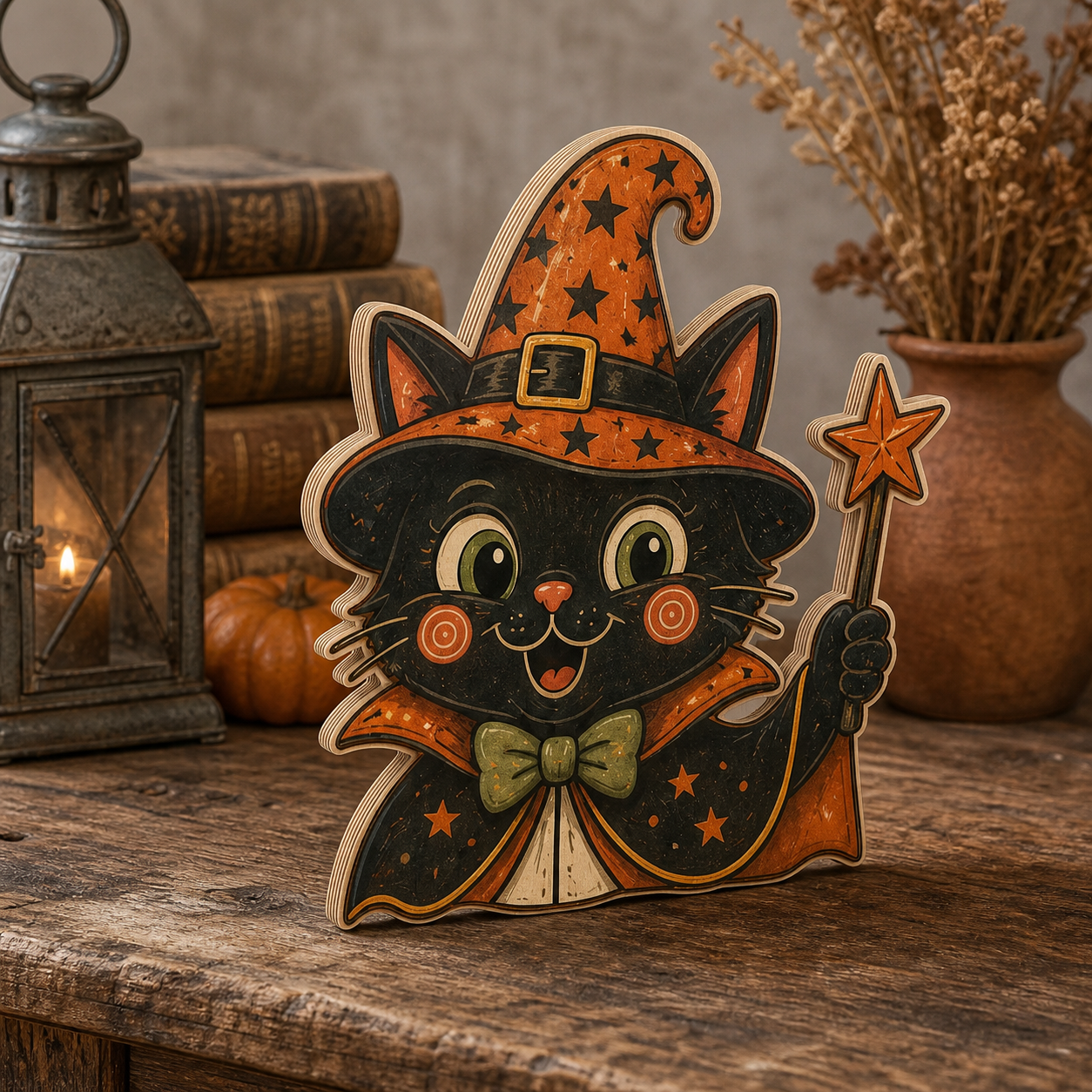 Personalized Halloween Wooden Block 2D Flat, Custom Wood Sign Decor, Gift For Family, Kids  THUC99