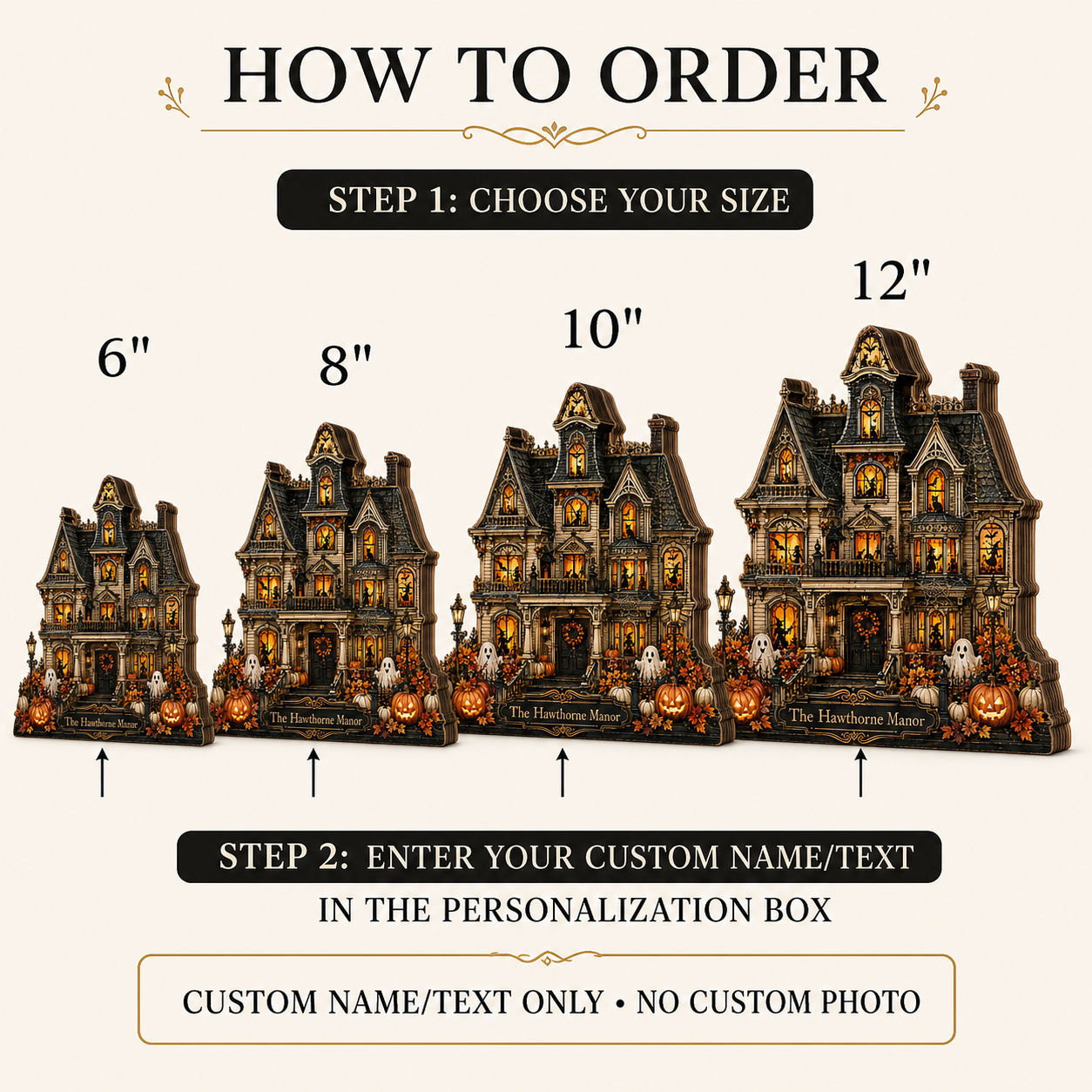 Personalized House Halloween Wood Block 2D Flat, Custom Haunted Sign, Mantel Shelf Decor THUC99