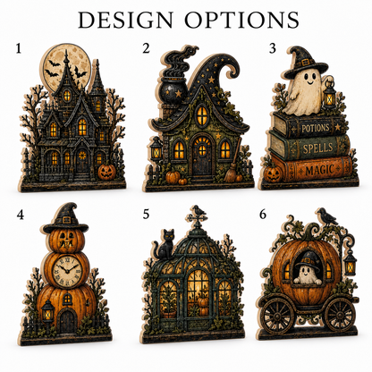Personalized Halloween House Wood Sign 2D Flat, Custom Wooden Block, Spooky Decor  THUC99