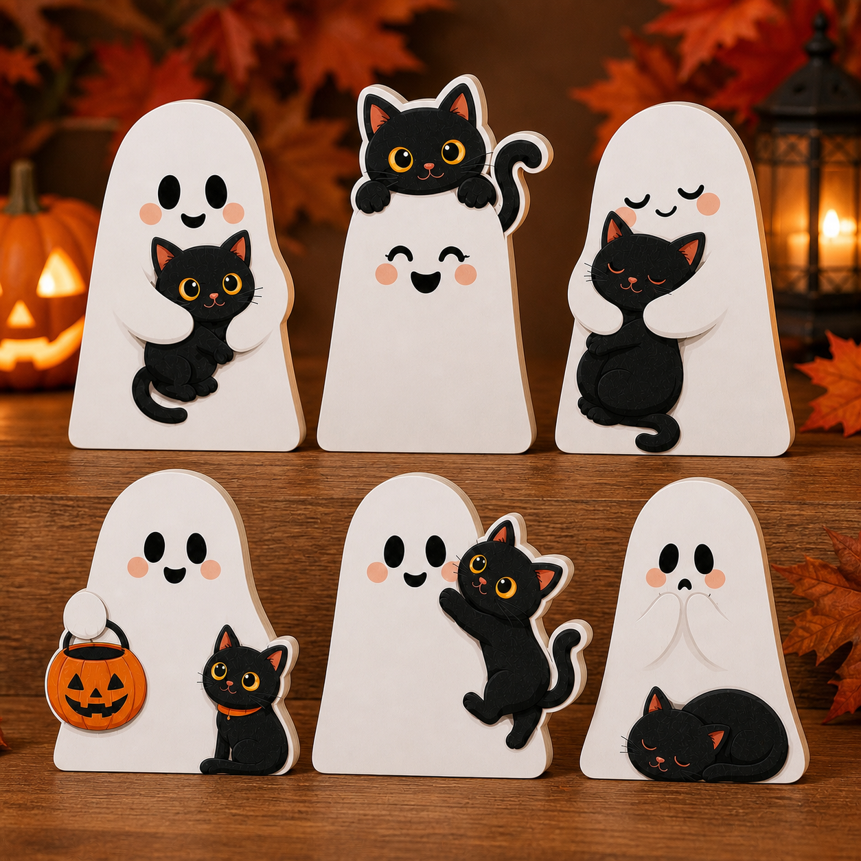 Personalized Cute Boo Ghost Halloween Wooden Block 2D Flat, Custom Wood Sign, Spooky Home Decor Gift (Copy)