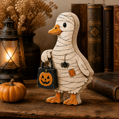 Personalized Goose Wooden Block Halloween 2D Flat, Custom Couple Wood Sign, Halloween Gift Decor  THUC99