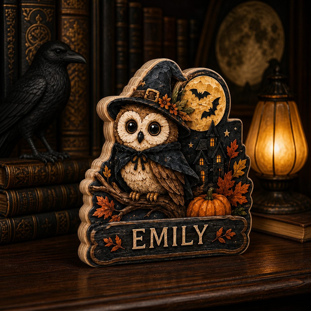 Personalized Halloween Animal Wooden Block 2D Flat, Custom Wood Sign Decor, Gift For Family, Kids  THUC99