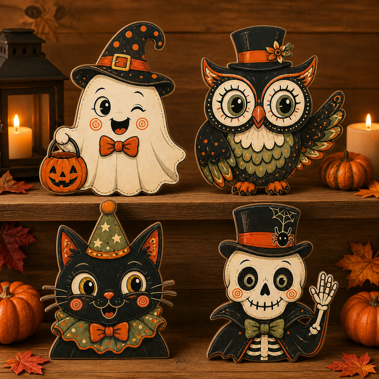 Personalized Halloween Wooden Block 2D Flat, Custom Wood Sign Decor, Gift For Family, Kids  THUC99