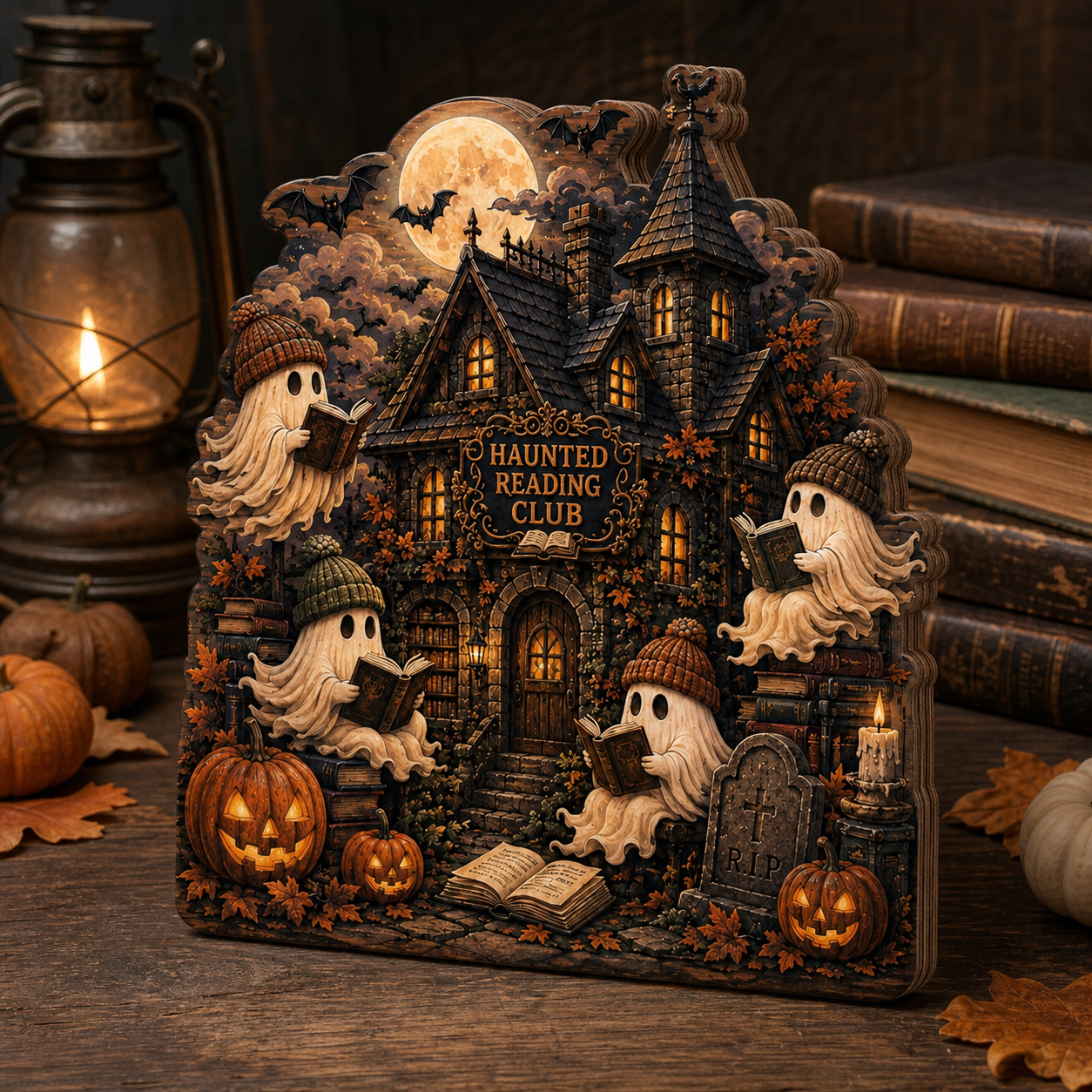 Personalized Boo Family Reading Halloween Wood Block 2D Flat, Custom Wood Sign, Spooky Home Decor Gift THUC99 (Copy)