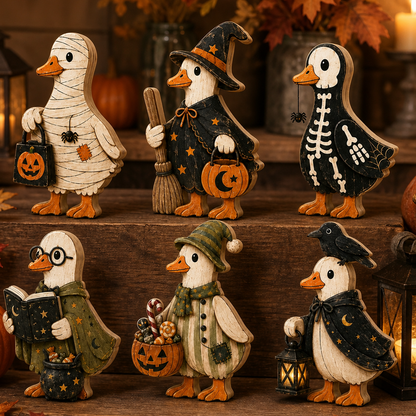 Personalized Goose Wooden Block Halloween 2D Flat, Custom Couple Wood Sign, Halloween Gift Decor  THUC99