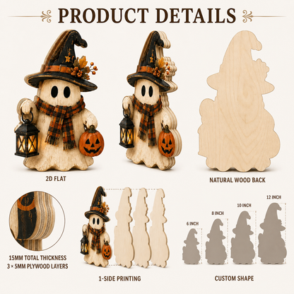 Personalized Wooden Block Halloween 2D Flat, Custom Family Wood Sign, Spooky Shelf Decor  THUC99