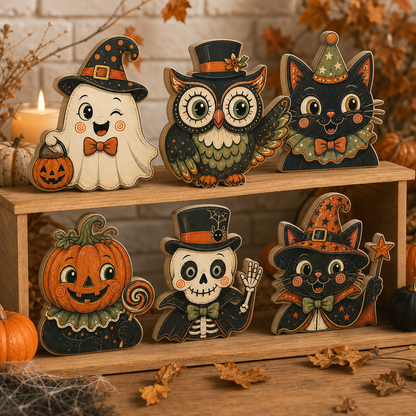 Personalized Halloween Wooden Block 2D Flat, Custom Wood Sign Decor, Gift For Family, Kids  THUC99