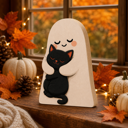 Personalized Cute Boo Ghost Halloween Wooden Block 2D Flat, Custom Wood Sign, Spooky Home Decor Gift (Copy)