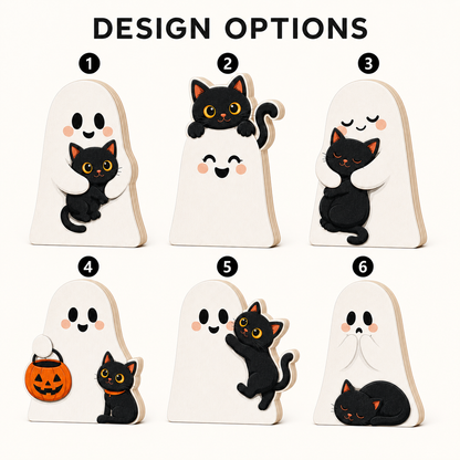 Personalized Cute Boo Ghost Halloween Wooden Block 2D Flat, Custom Wood Sign, Spooky Home Decor Gift (Copy)