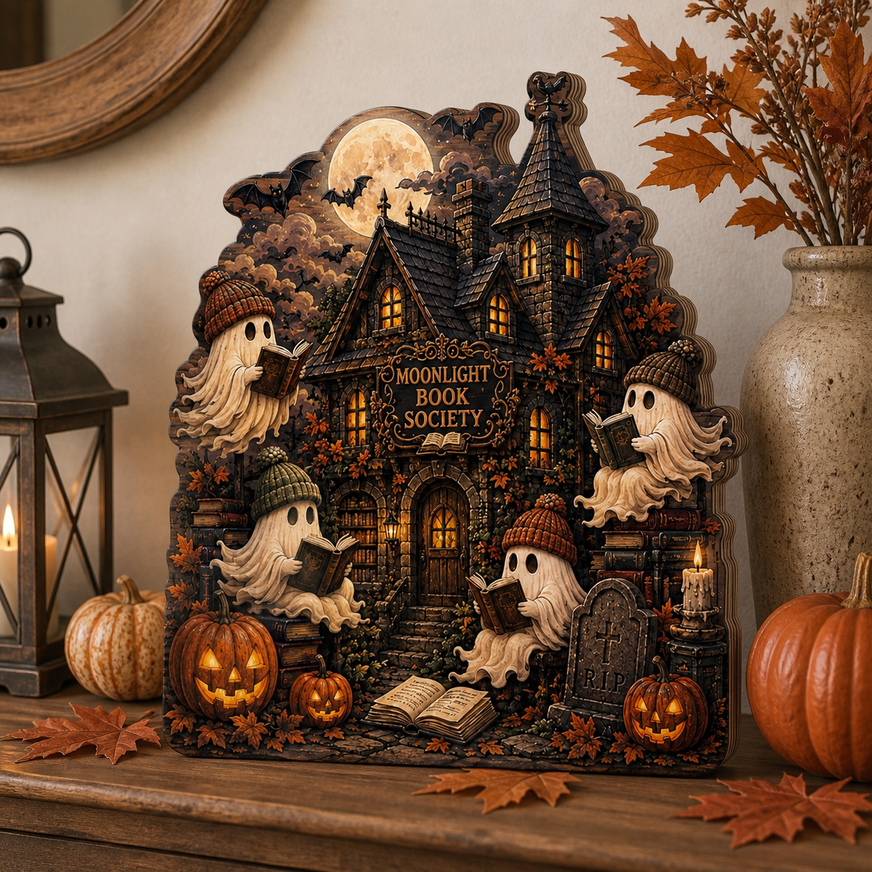 Personalized Boo Family Reading Halloween Wood Block 2D Flat, Custom Wood Sign, Spooky Home Decor Gift THUC99 (Copy)