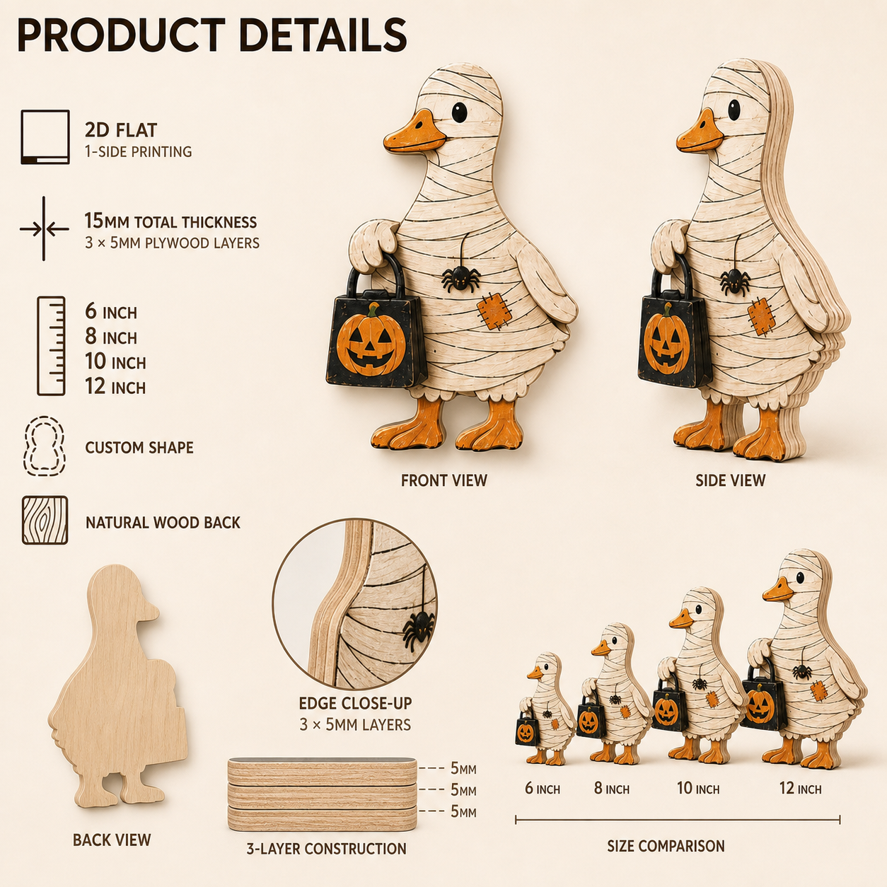 Personalized Goose Wooden Block Halloween 2D Flat, Custom Couple Wood Sign, Halloween Gift Decor  THUC99