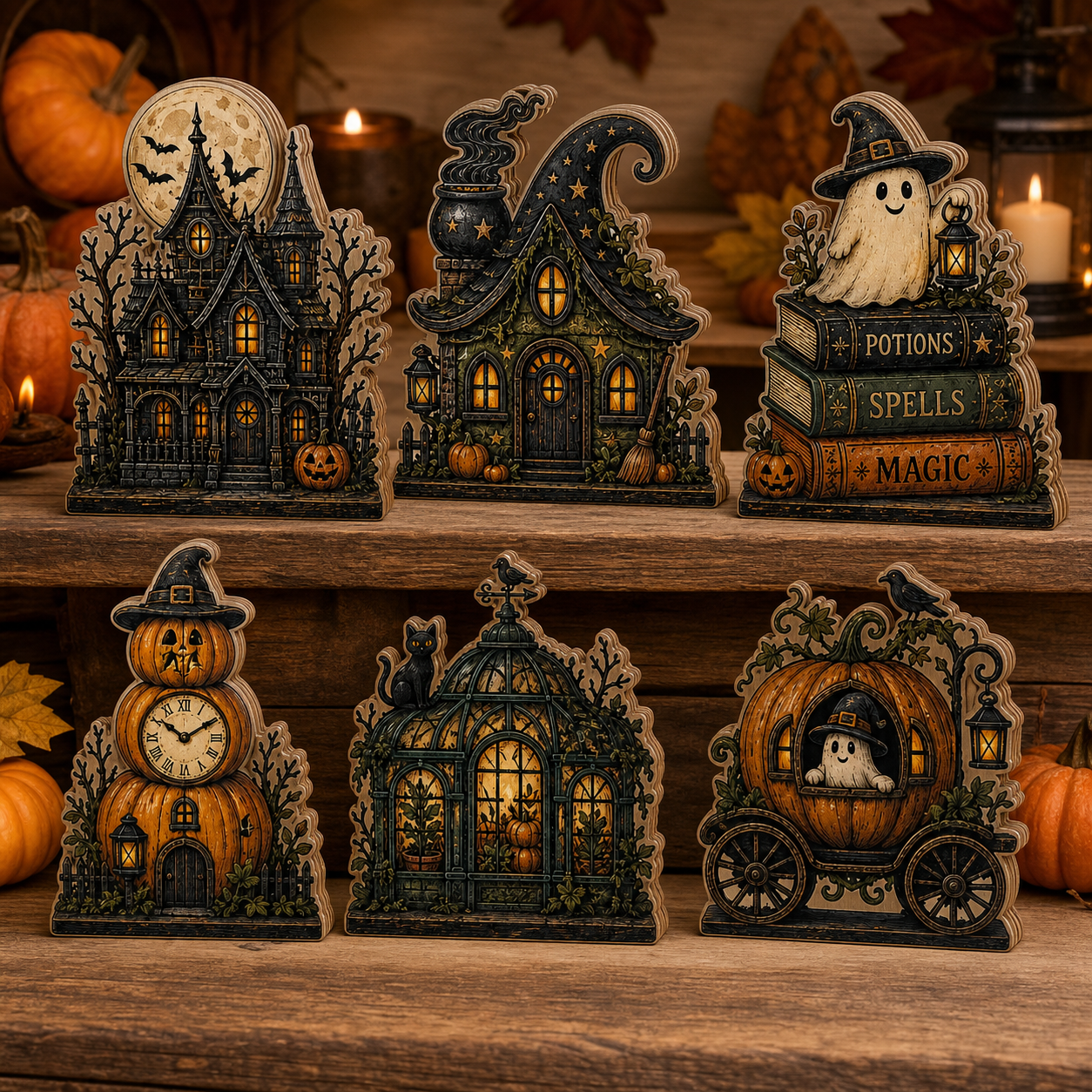 Personalized Halloween House Wood Sign 2D Flat, Custom Wooden Block, Spooky Decor  THUC99