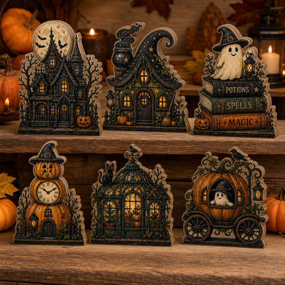 Personalized Halloween House Wood Sign 2D Flat, Custom Wooden Block, Spooky Decor  THUC99