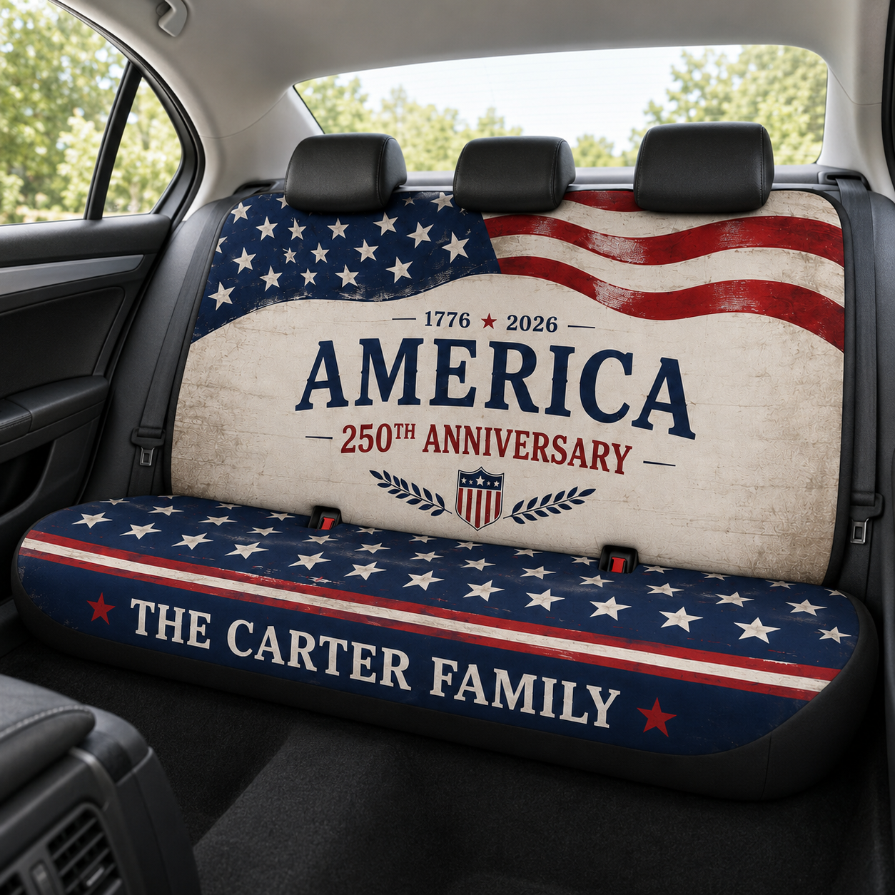 Personalized US Dad Car Rear Seat Cover, Custom Back Seat Protector For Dad, Gift For Dad TOM99