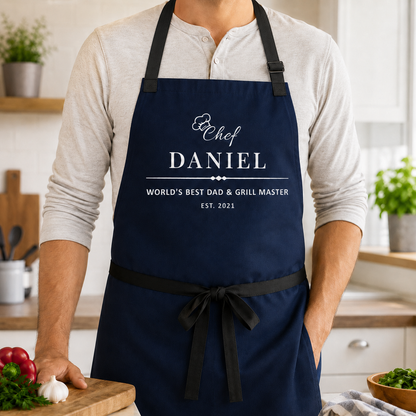 Custom Best Dad Chef Apron, Personalized Apron For Dad, Gifts For Dad - TOM99