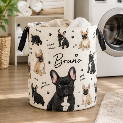 Custom Photo Dog Laundry Basket | Gift For Dog Lovers | Dog Bathroom Decor
