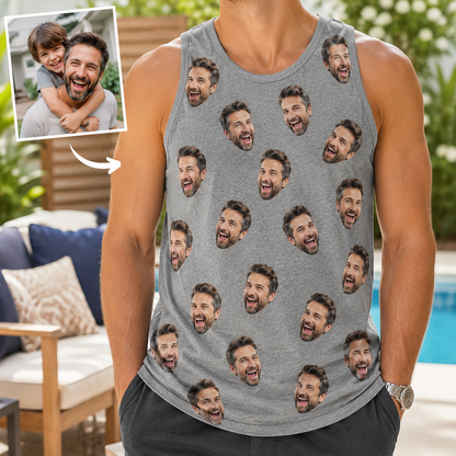 Custom Photo Dad Tank Top, Personalized Dad Gifts | Gift For Dad, Grandpa TOM99