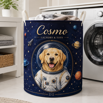 Custom Photo Dog Laundry Basket | Gift For Dog Lovers | Dog Bathroom Decor