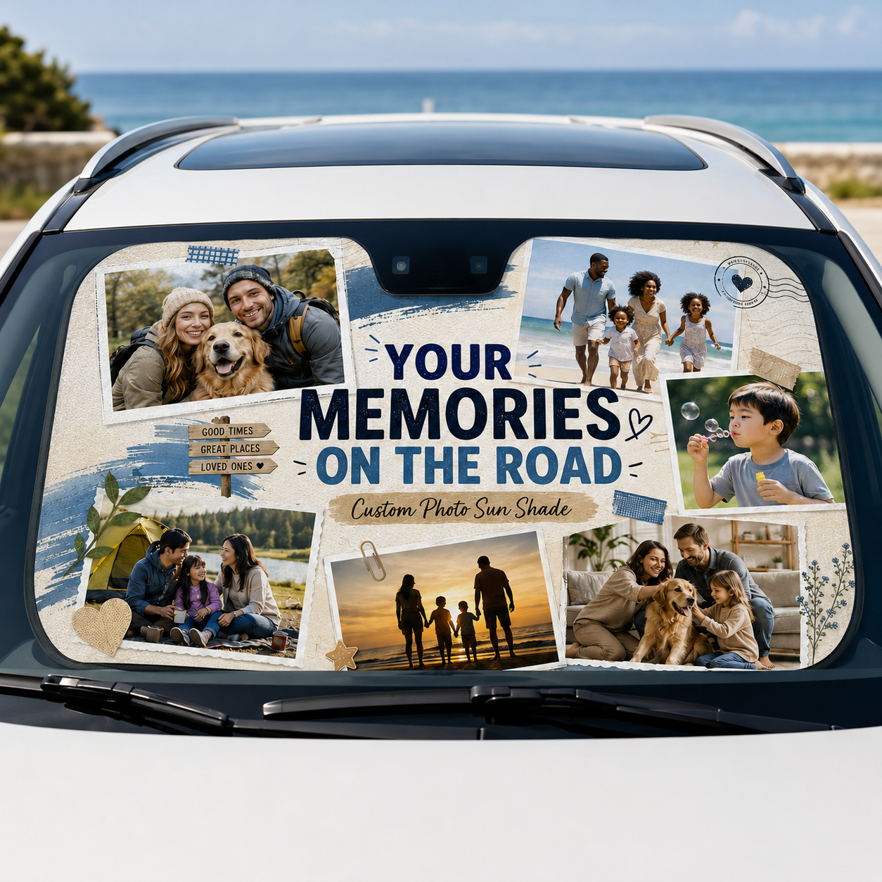 Personalized Dad's Memories Car Windshield Sun Shade, Custom Car Sun Shade for Dad, Gift For Dad TOM99
