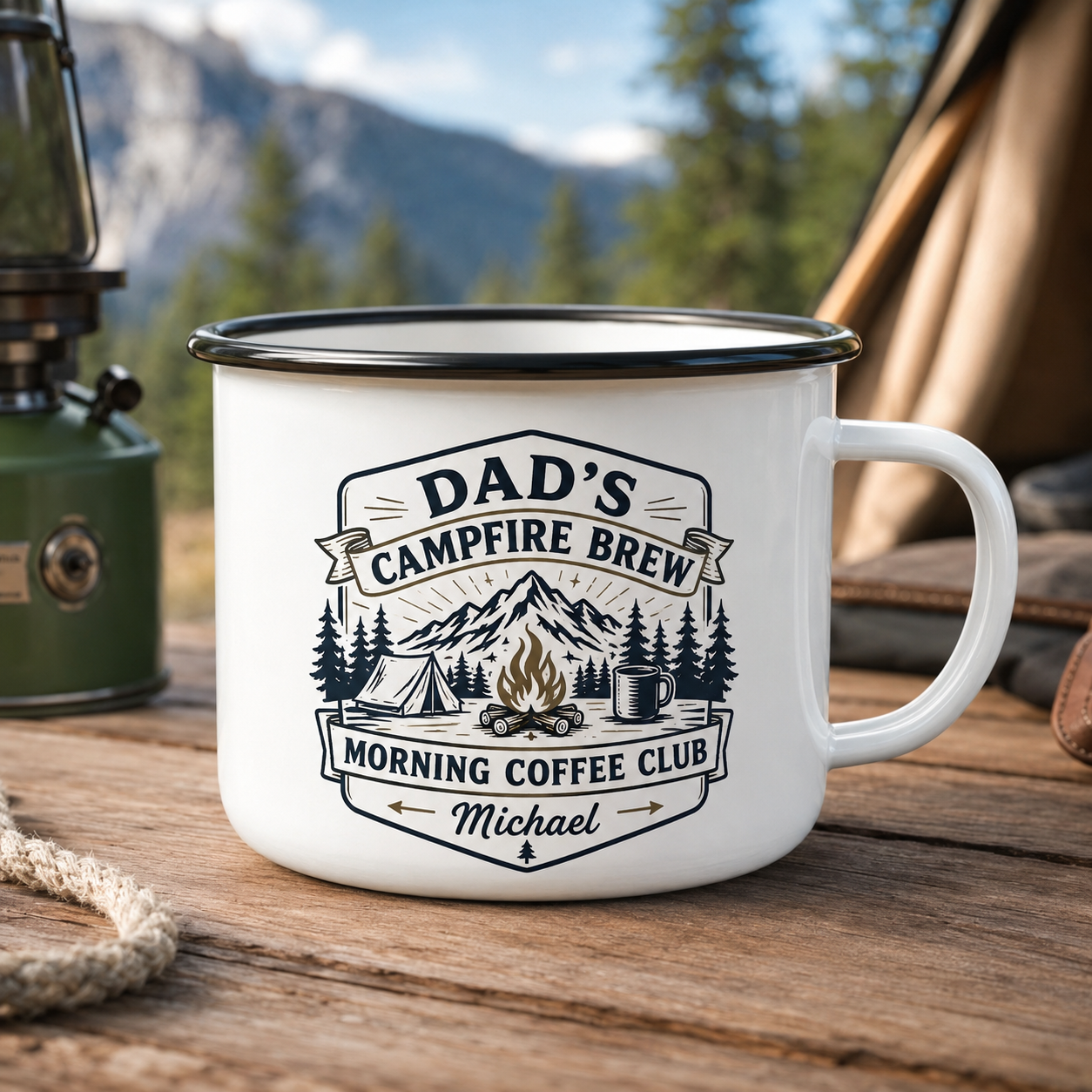 Personalized Dad Brew Camp Mug 12oz, Custom Dad Enamel Cup, Gift For Dad TOM99