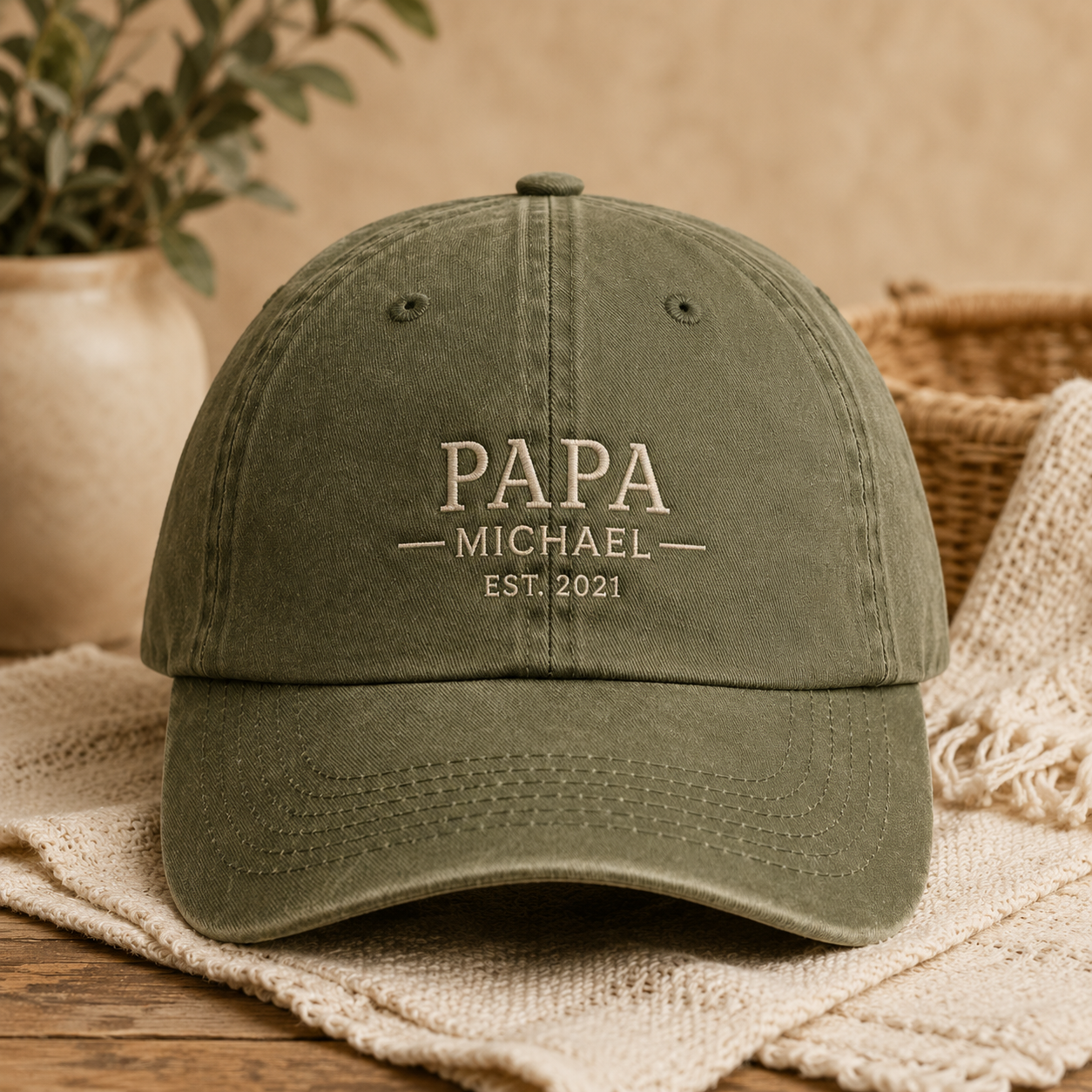 Custom Photo Dad Papa Embroidered Hat, Personalized Cap, Custom Portrait Dad Hat, Father’s Day Gift TOM99