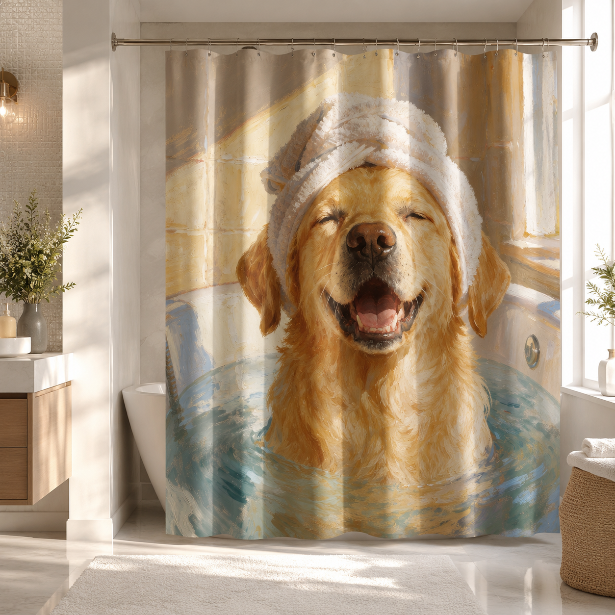 Custom Photo Dog Shower Curtain | Gift For Dog Lovers