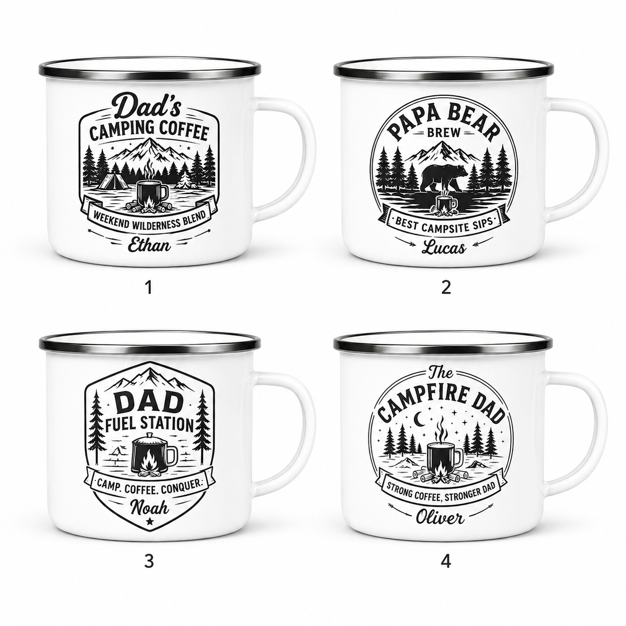 Personalized Dad Brew Camp Mug 12oz, Custom Dad Enamel Cup, Gift For Dad TOM99