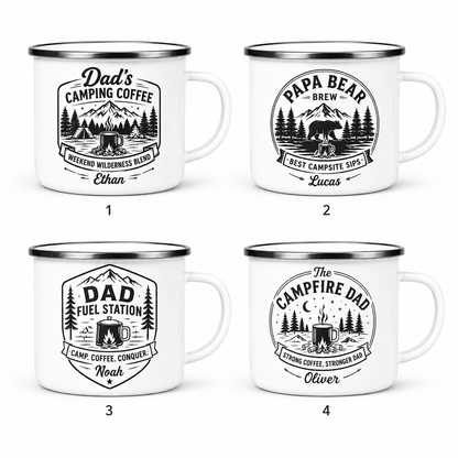 Personalized Dad Brew Camp Mug 12oz, Custom Dad Enamel Cup, Gift For Dad TOM99