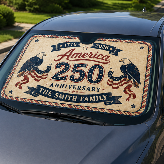 Personalized Dad America Car Windshield Sun Shade, Custom Car Sun Shade for Dad, Gift For Dad TOM99