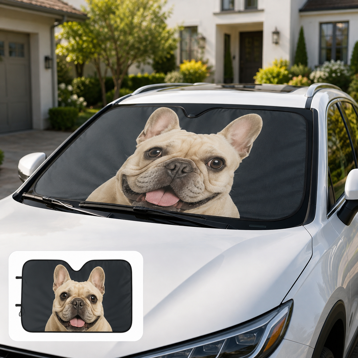 Custom Pet Auto Sun Shade, Personalized Dog Windshield Cover, Photo Car Sunshade Gift for Pet Parents THUC99