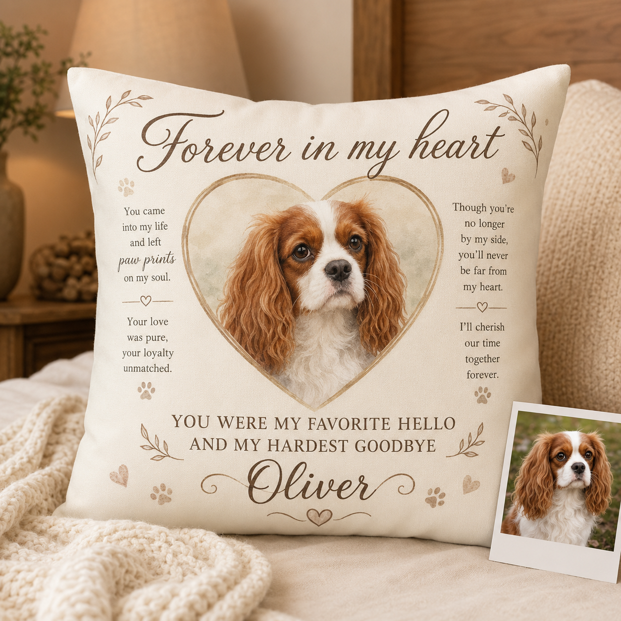 Custom Photo Dog In My Heart Pillow | Gift For Dog Lovers | Personalized Dog Decor TOM99