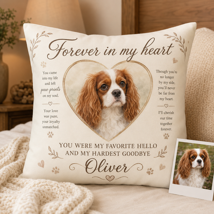 Custom Photo Dog In My Heart Pillow | Gift For Dog Lovers | Personalized Dog Decor TOM99