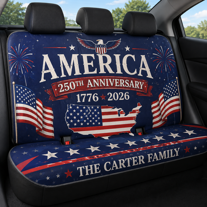 Personalized US Dad Car Rear Seat Cover, Custom Back Seat Protector For Dad, Gift For Dad TOM99