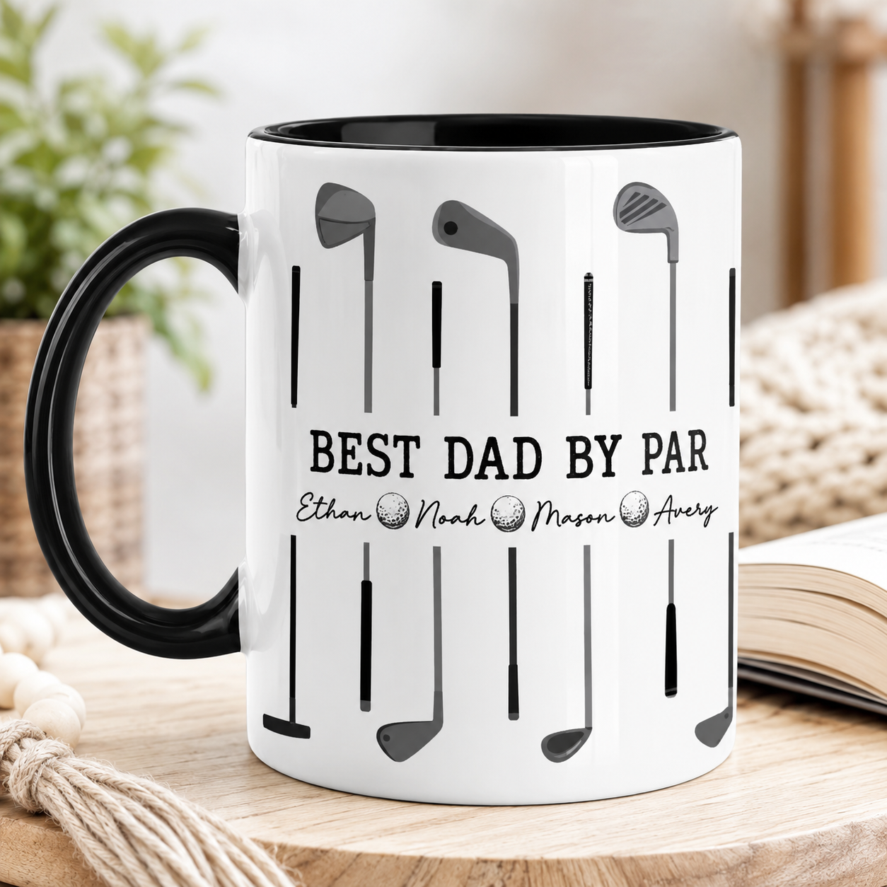 Custom Best Dad By Par Golf Mug, Personalized Mug For Husband Dad Grandfather TOM99