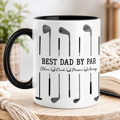 Custom Best Dad By Par Golf Mug, Personalized Mug For Husband Dad Grandfather TOM99