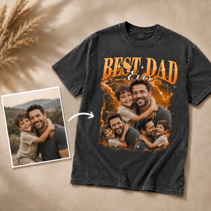 Custom Dad Photo Wash T-Shirt, Personalized Dad Gifts | Gift For Dad TOM99