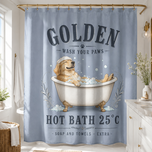 Custom Photo Floral Dog Shower Curtain | Gift For Dog Lovers
