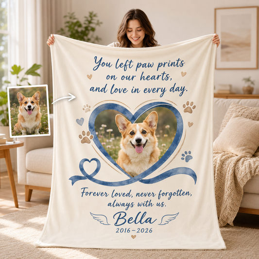 Custom Photo Dog Memorial Blanket | Personalized Dog Lovers Gifts | Gift For Dog Lovers TOM99