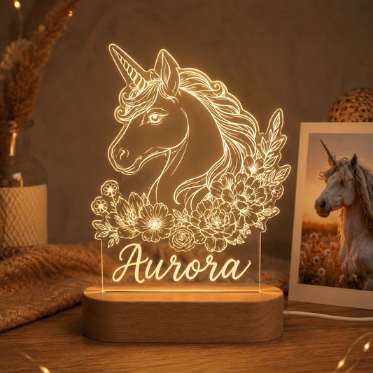 Custom Photo Unicorn Horse Wooden Led Light | Personalized Horse Photo Wooden Led Light | Gift For Horse Lovers TOM99