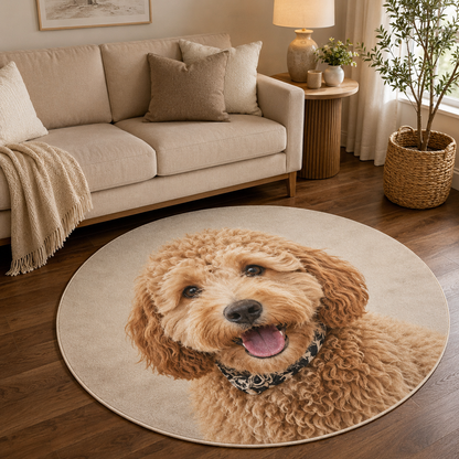 Custom Photo Dog Round Carpet | Photo Pet Round Rug | Gift For Dog Lovers
