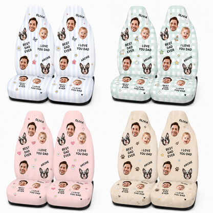Personalized Dog Dad Portrait Car Seat Cover, Custom Dad Seat Protector, Gift For Dad TOM99