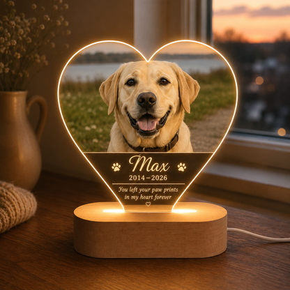Custom Photo Dog In My Heart Memorial Wooden LED Light | Personalized Dog Photo LED Night Light | Pet Loss Sympathy Gift TOM99