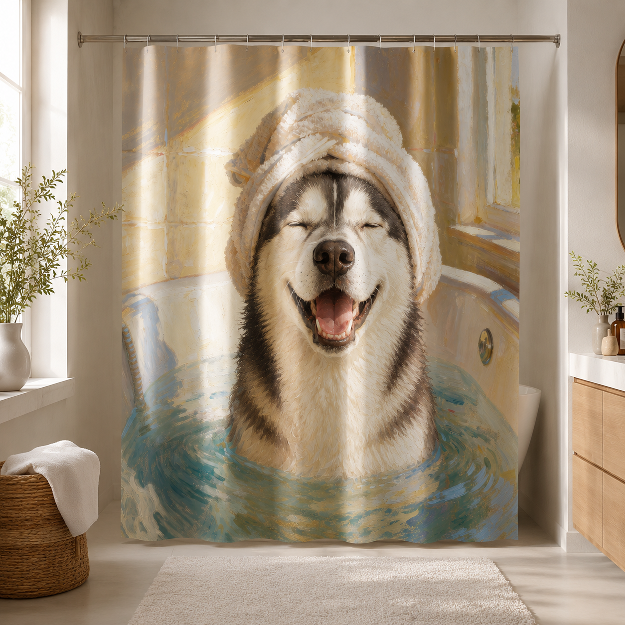 Custom Photo Dog Shower Curtain | Gift For Dog Lovers