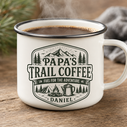 Personalized Dad Brew Camp Mug 12oz, Custom Dad Enamel Cup, Gift For Dad TOM99