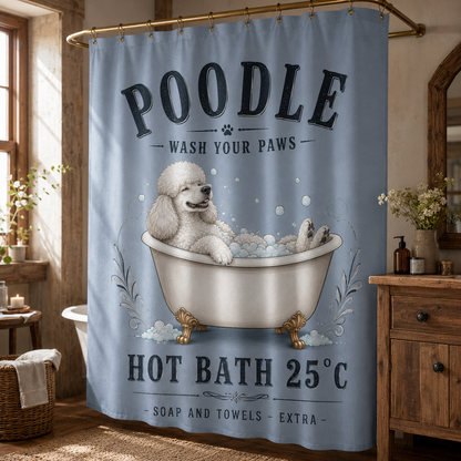 Custom Photo Floral Dog Shower Curtain | Gift For Dog Lovers