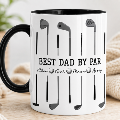 Custom Best Dad By Par Golf Mug, Personalized Mug For Husband Dad Grandfather TOM99