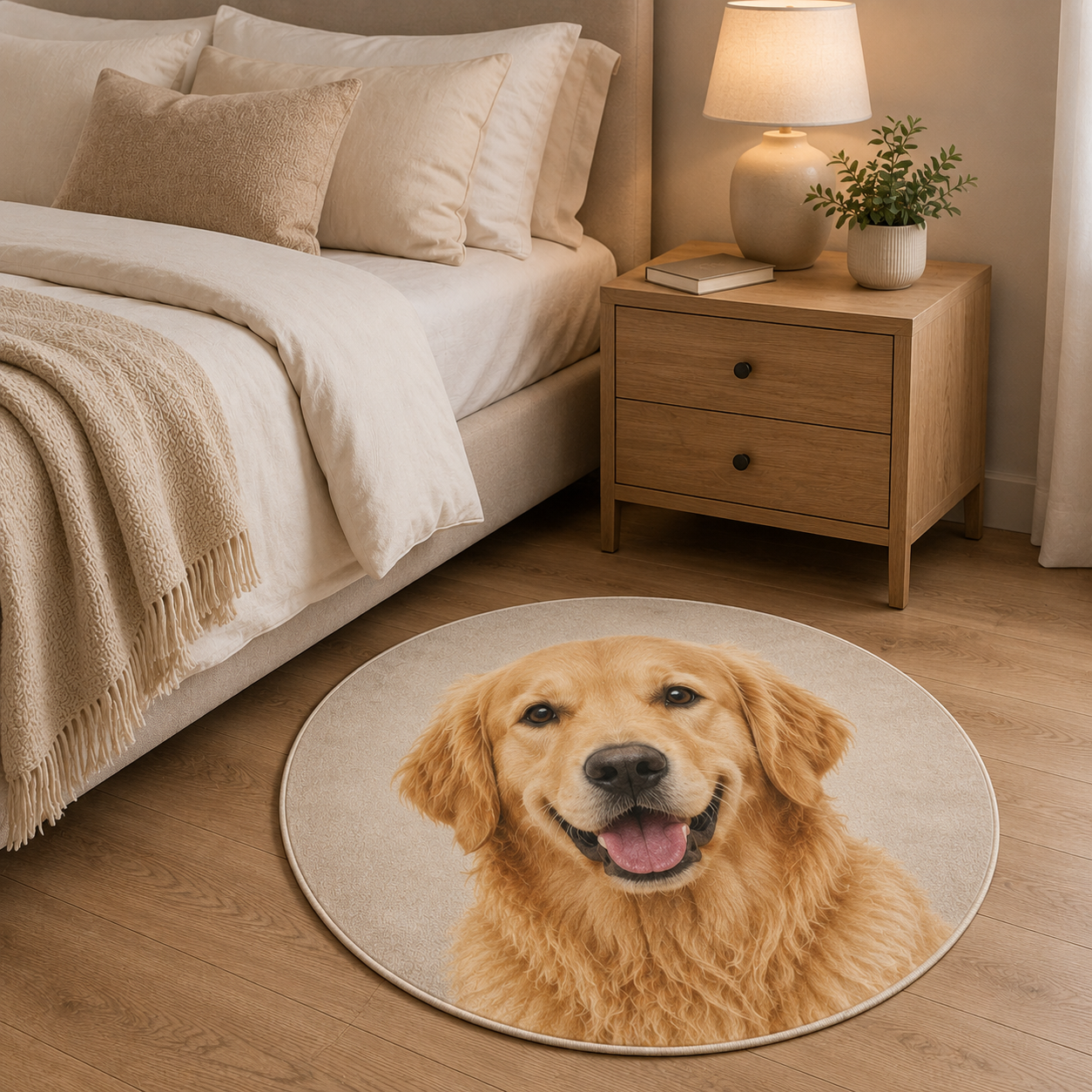 Custom Photo Dog Round Carpet | Photo Pet Round Rug | Gift For Dog Lovers