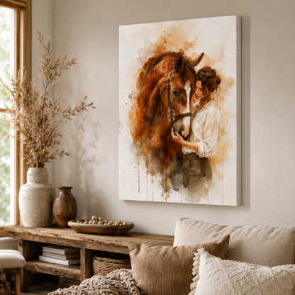 Custom Photo My Horse Wall Art Canvas | Personalized Horse Photo Canvas | Gift For Horse Lovers TOM99
